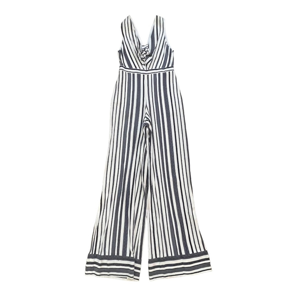 NWOT Alice + Olivia Striped High Waisted Cutout Wide Leg Jumpsuit Size 2